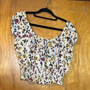 American Eagle Outfitters Floral Blouse - White, Yellow, Red